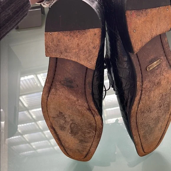 Mezlan Black Crocodile Leather Men's Shoes - Picture 7 of 10